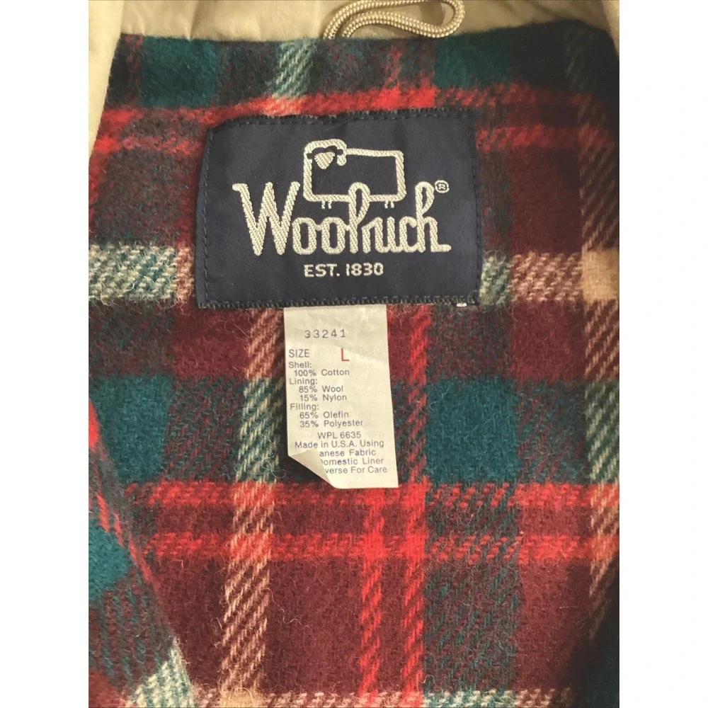 Woolrich Wool Blanket Lined Canvas Hunting Vest Plaid/Tan Men's Large Vintage
